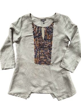 Sachin + Babi Linen Blend Tunic with Embellished Silk Detail